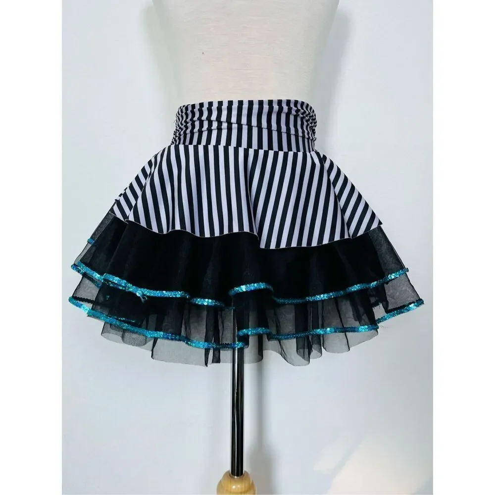 Revolution Girls 10/12 (MC) All You’ve Got Striped Sequined Dance Costume Skort